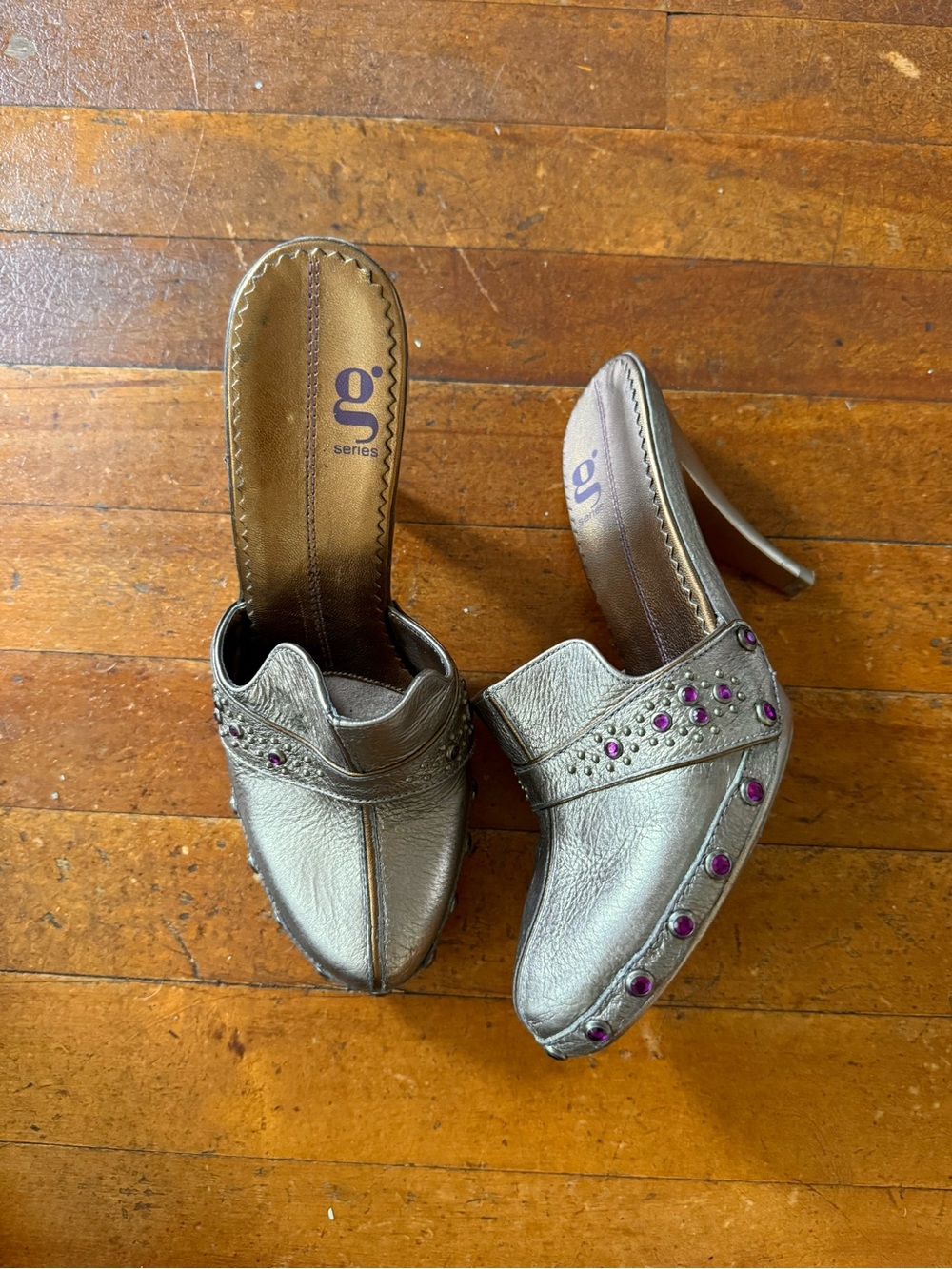 Y2K Nike Lab g. Series Metallic Mules with Purple Studs
